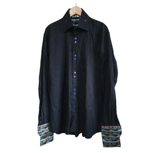 Coogie Classic Black Button Down Shirt with Accent Cuffs Size 3XLT - Picture 1 of 7