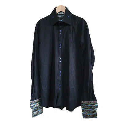 Coogie Classic Black Button Down Shirt with Accent Cuffs Size 3XLT - Image 1 of 4