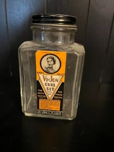Vintage BOTTLE Vi Jon CURL SET HAIR PRODUCT JAR WITH LID St. Louis - Picture 1 of 2