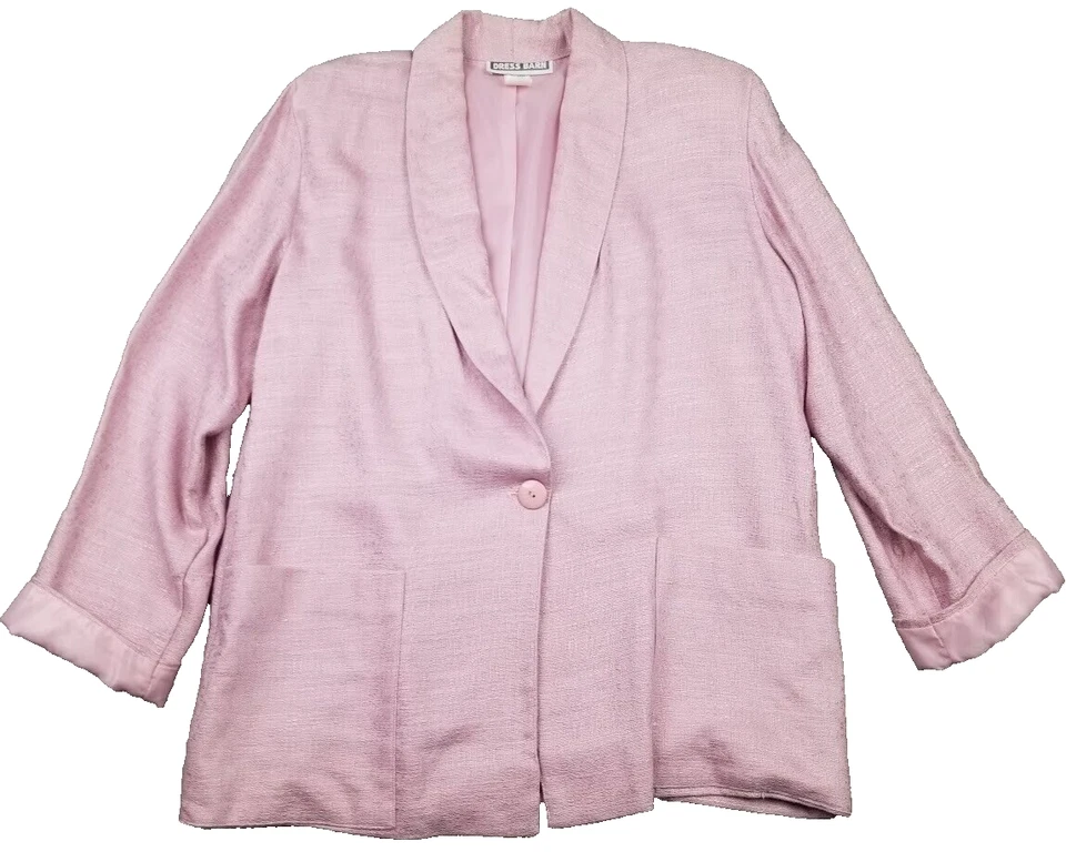 Платье Barn Blazer женщин L-XL розовый лен свет шаль винтажный США льняной смеси куртка  - Изображение 1 из 4