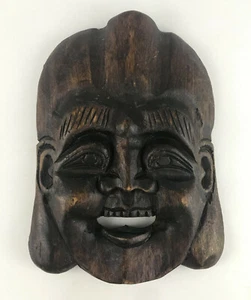 Indonesian Balinese Wood Face Carving Demon Mask Folk Art Wall Hanging Handmade - Picture 1 of 7
