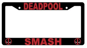 Black Deadpool Smash License Plate Frame Auto Accessory - Picture 1 of 1
