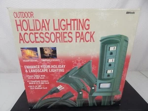 WOODS power stake flood light holders Holiday Christmas light outlet cord - Picture 1 of 4