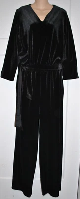 Mono CHICO'S Travelers Negro Terciopelo Cuello en V Cinturón Talla 1 (8/10) Excelente Foto 1 de 4