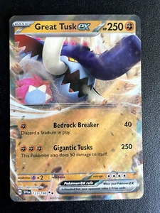 Pokemon Juego de Cartas Coleccionables Great Tusk EX 123/198 Escarlata y Violeta Base Set Holo Doble Raro Casi Nuevo - Imagen 1 de 2