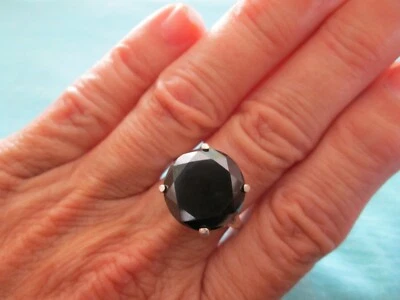 11.10ct NATURAL REAL BLACK DIAMOND RING*CERTIFICATE*FREE DIAMOND TESTER SIZE 6 - Image 1 of 4
