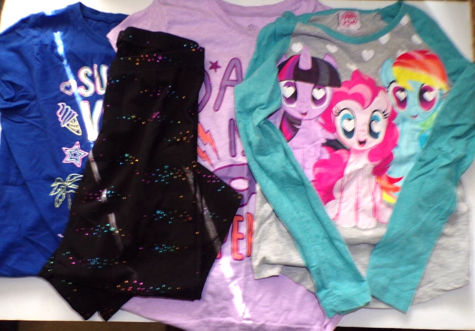 4 ct GIRLS lot XL Place tee & Cat&jack pant Little Pony L tee & Twirl tee R1 - Image 1 of 4