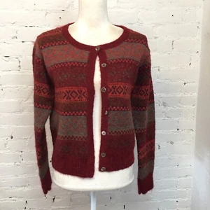 Peruvian Connection alpaca blend cardigan sweater red orange size m - Picture 1 of 7