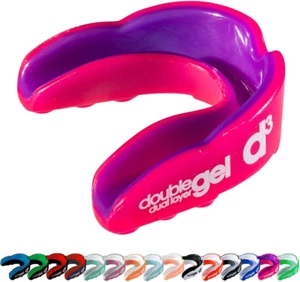 Double Gel Dual Layer Gum Shield Youth Mouth Guard, Pink/Purple, 0.061 Kilograms - Picture 1 of 9