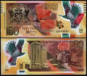 TRINIDAD & TOBAGO 🇹🇹 P59* 50 DOLLAR POLYMER* ND 2015* UNC GEM* USA SELLER - Picture 1 of 1
