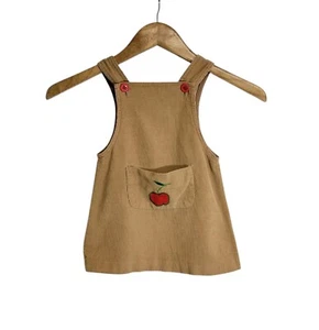 Vintage Saks Fifth Avenue Little Girl's Corduroy Red Apple Applique Jumper Dress - Picture 1 of 4