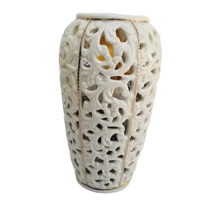 Antique Blanc De Chin White Vase With Gold Accents - Picture 1 of 2