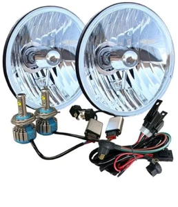 1966-1977 Bronco H4 LED Headlight Conversion w/Heavy Duty Wiring Harness Kit - Picture 1 of 2