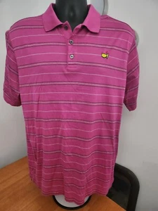 Clubhouse Collection Made Italy Pink Striped Masters Polo Golf Shirt Mens Large - Picture 1 of 11