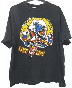 Vintage 80s Van Halen Live Live Tour T-Shirt, Black, Size Medium / Single Stitch - Picture 1 of 6