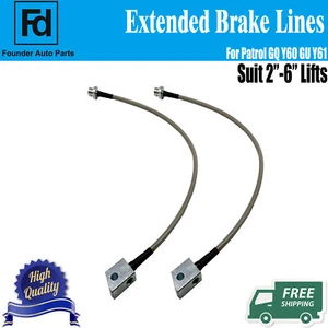 For Nissan 2-6" Extended Stainless Braided Brake Lines Patrol GQ Y60 GU Y61 Lift - Picture 1 of 5