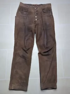 Lange Lederhose speckig handgefertigt Tracht Hirschhorn Knöpfe Gr. 48 50 - Bild 1 von 5