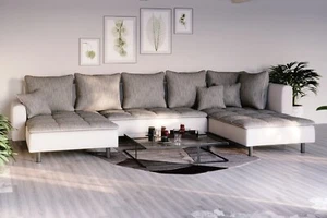 Ecksofa VEGAS grau/weiss - Bild 1 von 8