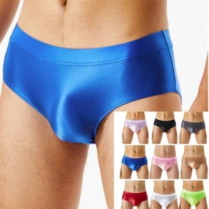 Mens Glossy Smooth Low Rise Briefs Oil Elastic Waistband Underpants AU - Picture 1 of 52