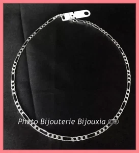 Catena Maglia Figaro Lucidata 50CM X 4mm IN Argento Massiccio Rodio Alta Qualità - Foto 1 di 4