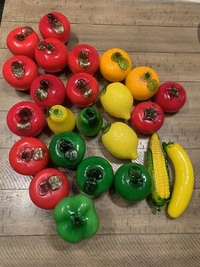 Murano Style Hand Blown Art Glass Fruit and Vegetable Lot of 24 - Picture 1 of 7