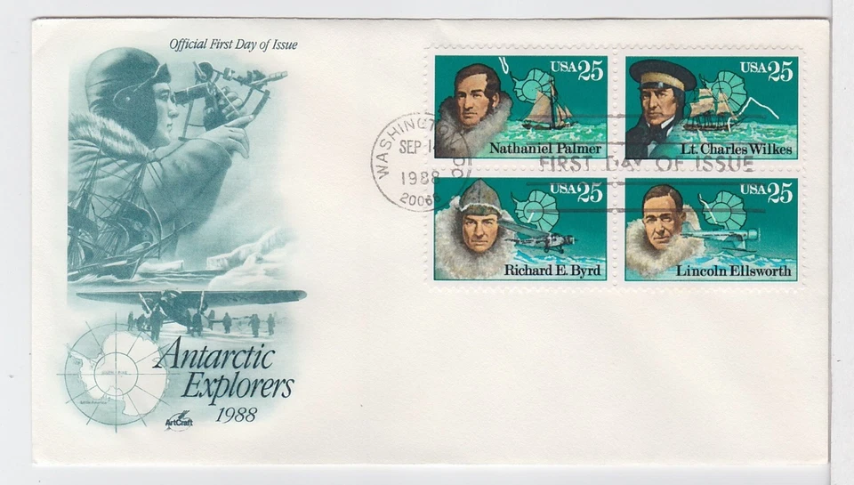 TurtlesTradingPost- Polar Explorers #2386-2389 1988 FDC Artcraft Cachet - Image 1 of 1