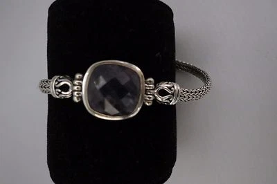 Pulsera de plata de ley, oro amarillo de 18 quilates, amatista - 7 1/4" Foto 1 de 4