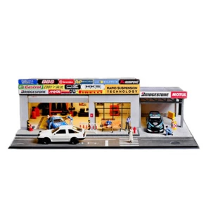 Diorama 1/64 Auto Garage Modell LED Beleuchtung Auto Tuning Shop Szene Vitrinenmodell - Bild 1 von 20