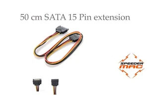 Cable  SATA 15Pins d'Extension Male/Femelle 50cm - Imagen 1 de 1