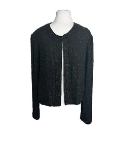 Vintage Laurence Kazar Womens Beaded Formal Jacket Size Large Black Evening - Picture 1 of 14