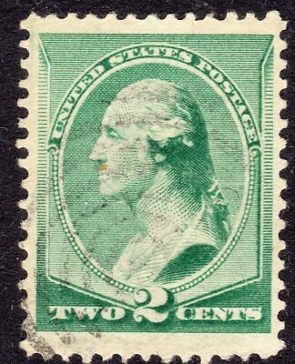 Scott # 213 2c 1887 Washington, VF-XF, Jumbo Edges, Used, CRISP AND CLEAN! - Image 1 of 2