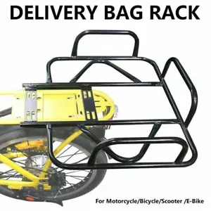 Delivery Bag Rack For Food Riders Ebike Motorcycle Metal Delivery Rack Bicycle - Picture 1 of 11