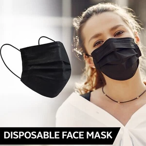 10-1000pcs Disposable Black Face Masks 3 Ply Dental Non Medical Surgical Mask - Picture 1 of 12