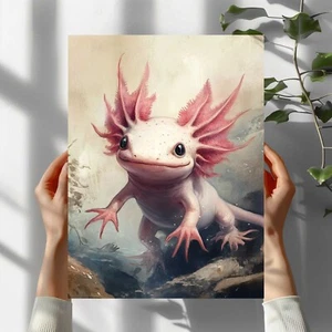 Axolotl Illustration Premium Poster Schöne Wanddeko Dekoration in 40X30 cm - Bild 1 von 1