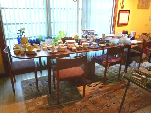 MID CENTURY MODERN DANISH MODERN TEAK 108 INCH LONG DINING TABLE Cover