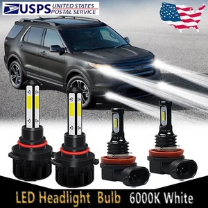 For Ford Explorer 2011-2015 6x LED Headlight Hi/Lo + Fog Light Bulbs Combo Kit - Picture 1 of 14