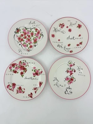 Juego De Colección De 4 Platos Rosanna Studio Plato De San Valentín 8" Años 90’s Flores Borde Rosa Foto 1 de 4