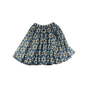 LuLaRoe XS Blue Gold Floral Print Pleated Skirt - Picture 1 of 4