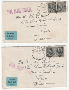 U.S. '2 Air Covers'To: Paris, France "APR 16 & 22 1940" (Prexie) - Picture 1 of 2