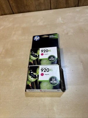 (2) GENUINE HP 920 XL Magenta Ink Cartridge CD973AN 920XL Sealed NEW 05/2014 - Image 1 of 3