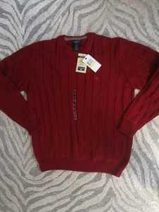VTG 90's Men's DOCKERS Dark Red Knitted Pullover Sweater M Made In Hong Kong NEW - Picture 1 of 11