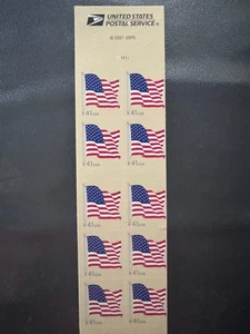 Scott #4190a American Flag Booklet Pane of 10 41¢ Stamps (2007) - Picture 1 of 2