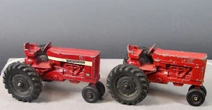 2 Vintage Red Toy ERTL International Farmall 656 Narrow Front Tractors Diecast - Picture 1 of 6