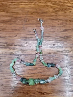 Collar Sandía y Turmalina de Colores Chip con Cuarzo Diamante 18" Foto 1 de 4