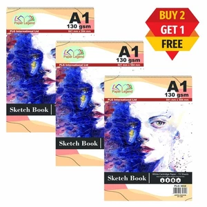 3 x A1 Sketch Book Pad Wirebound 130gsm Artist Cartridge Drawing Paper School - Picture 1 of 21
