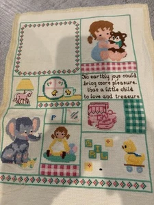Cross stitch completed sampler “little child to love & treasure”, G19a - Picture 1 of 8