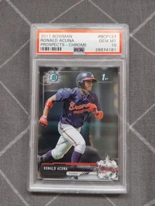 2017 Ronald Acuna Jr 1st Bowman Chrome Prospects Rookie Card PSA 10 #BCP127 - Picture 1 of 2