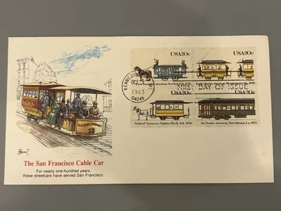 1983 Street Cars First Day Cover Fleetwood San Francisco Cable Car Block of 4 - Image 1 of 4