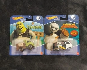 Hot Wheels Character Cars Dream Works Shrek & Kung Fu Panda Po Ping Mattel 2022 - Picture 1 of 14