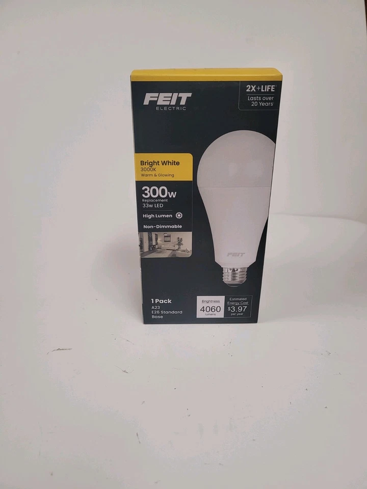 Feit Electric 300W A23 LED Bulb 120V Frosted E26 3000K - OM300/830/LED - New - Image 1 of 1